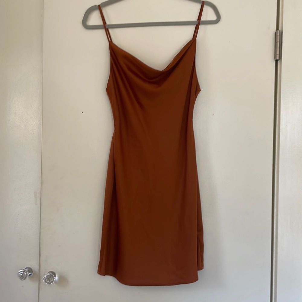 Urban outfitters copper cowl neck mini dress